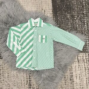 Coco Au Lait Boys Green Stripe Button Up Shirt Size 4T NWT ($68)